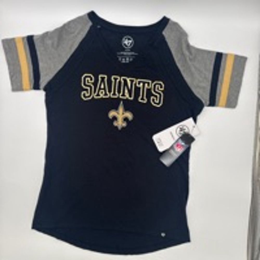 Women's 47 Brand SAINTS NFL T-Shirt Size M Navy Gray